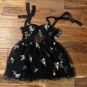 Black Floral Embroidered Dress